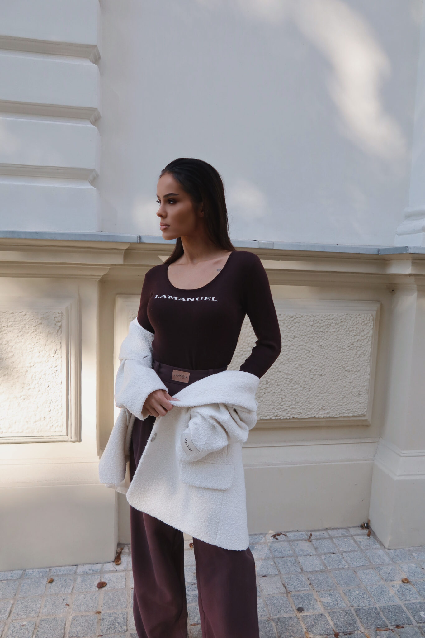 Sweter MAIN ONE czekolada LAMANUEL - obrazek 4