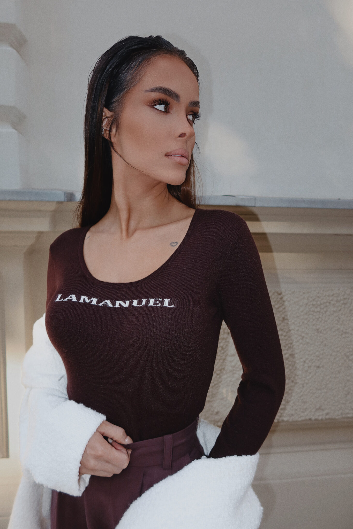 Sweter MAIN ONE czekolada LAMANUEL - obrazek 3