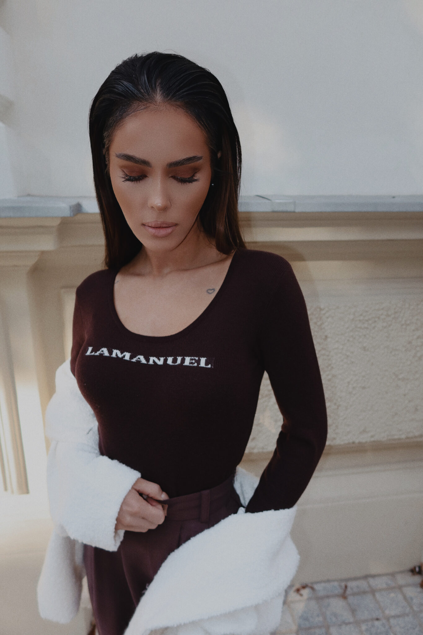 Sweter MAIN ONE czekolada LAMANUEL - obrazek 2