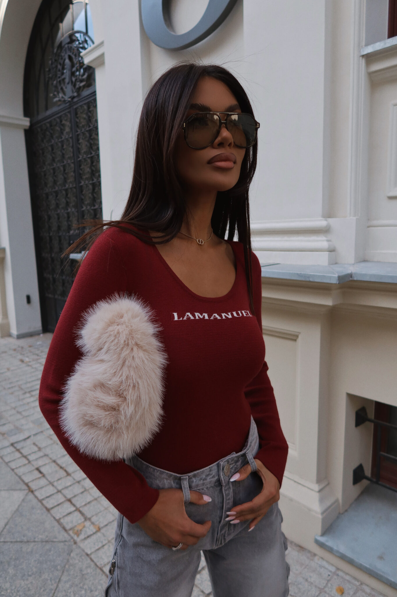 Sweter MAIN ONE bordo LAMANUEL - obrazek 2