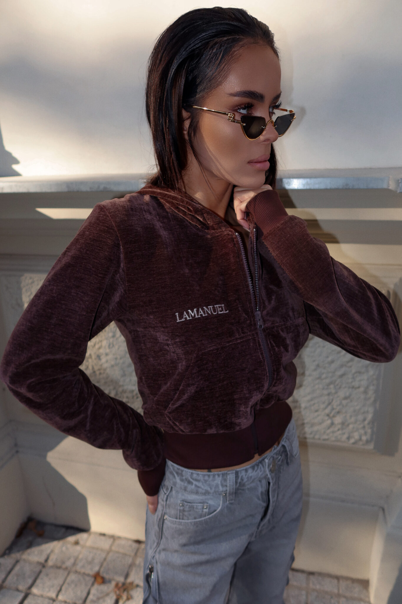 Bluza VELVETY czekolada LAMANUEL - obrazek 3