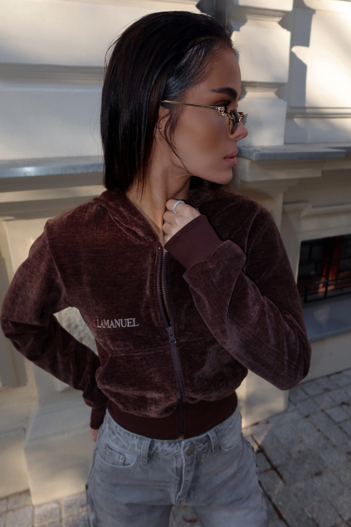 Bluza VELVETY czekolada LAMANUEL - obrazek 2