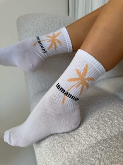 Skarpety MALIBU białe/morela