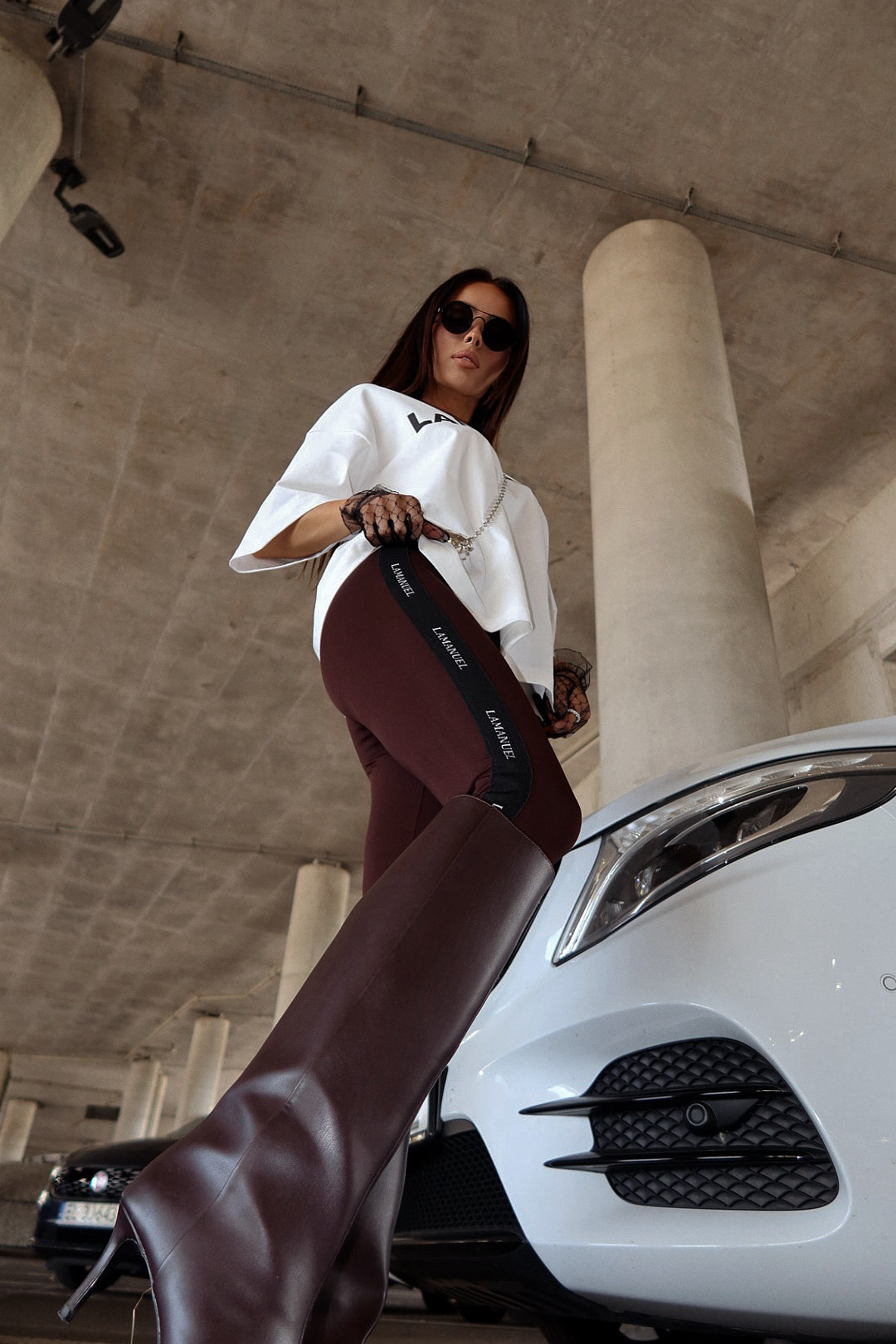 Legginsy VERSION czekolada LAMANUEL - obrazek 4