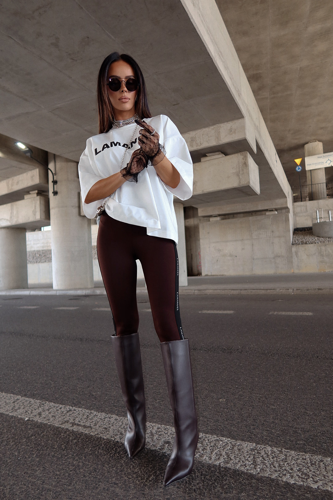 Legginsy VERSION czekolada LAMANUEL - obrazek 3