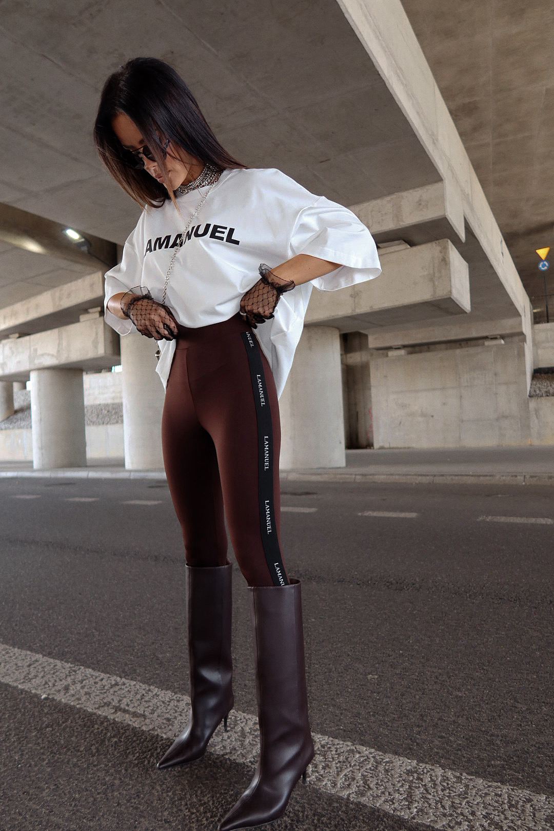 Legginsy VERSION czekolada LAMANUEL - obrazek 2