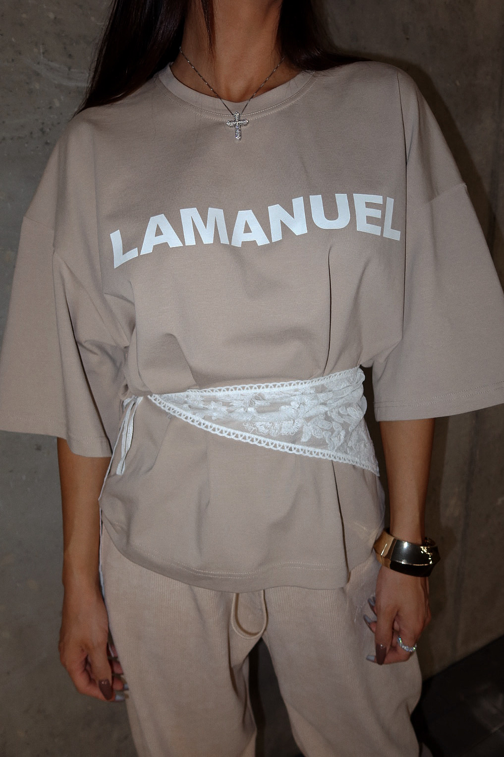 Tshirt NOIR beż LAMANUEL - obrazek 4