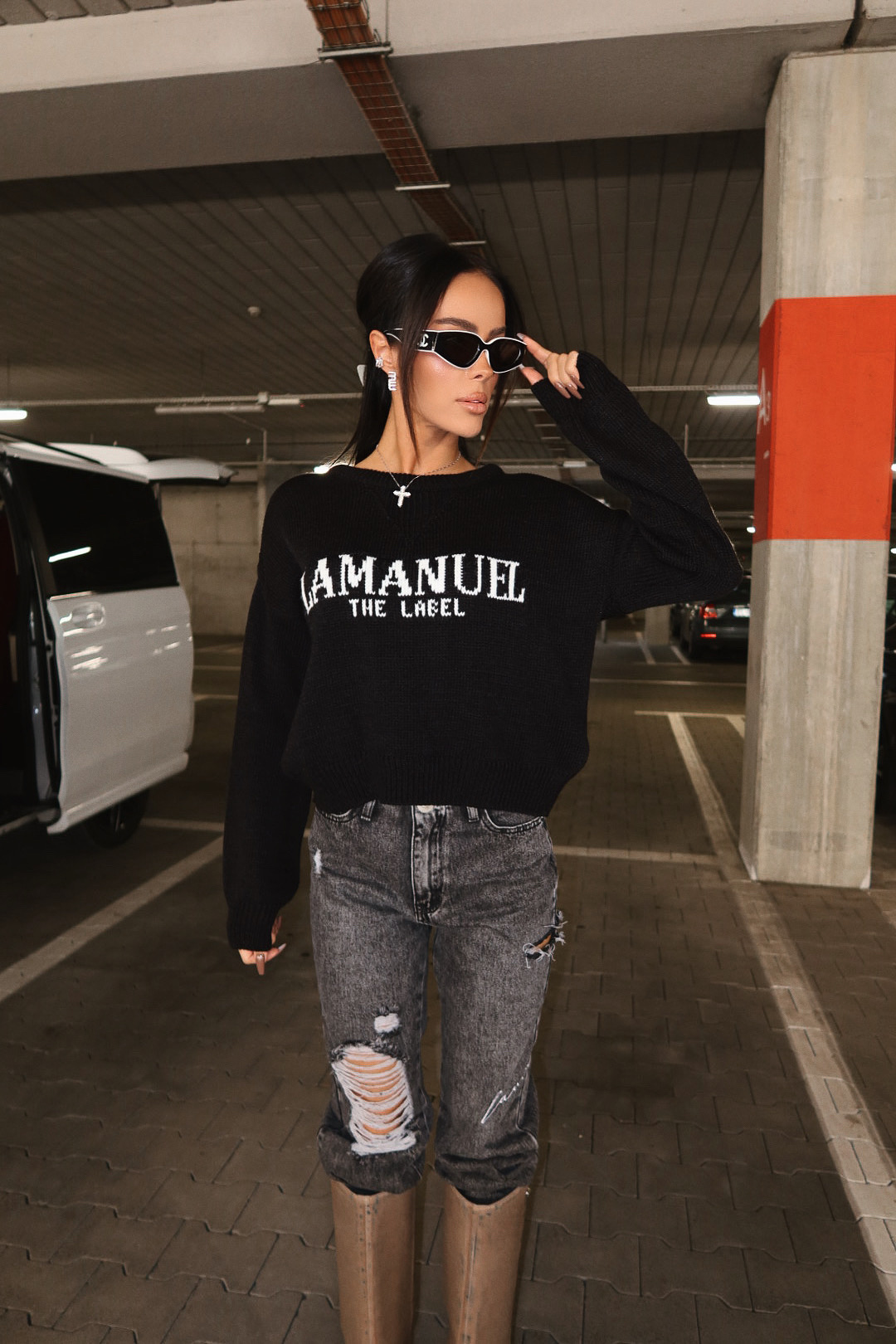 Sweter CRASH czarny LAMANUEL - obrazek 4